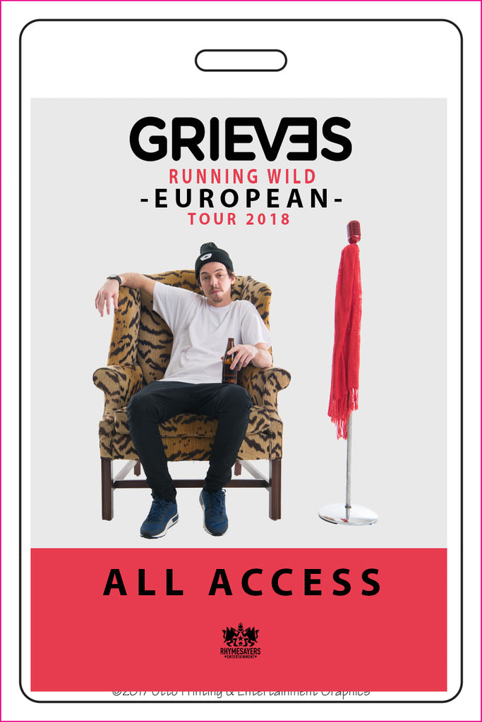 Laminates PAST Grieves Tour "All Access" and "VIP" Passes